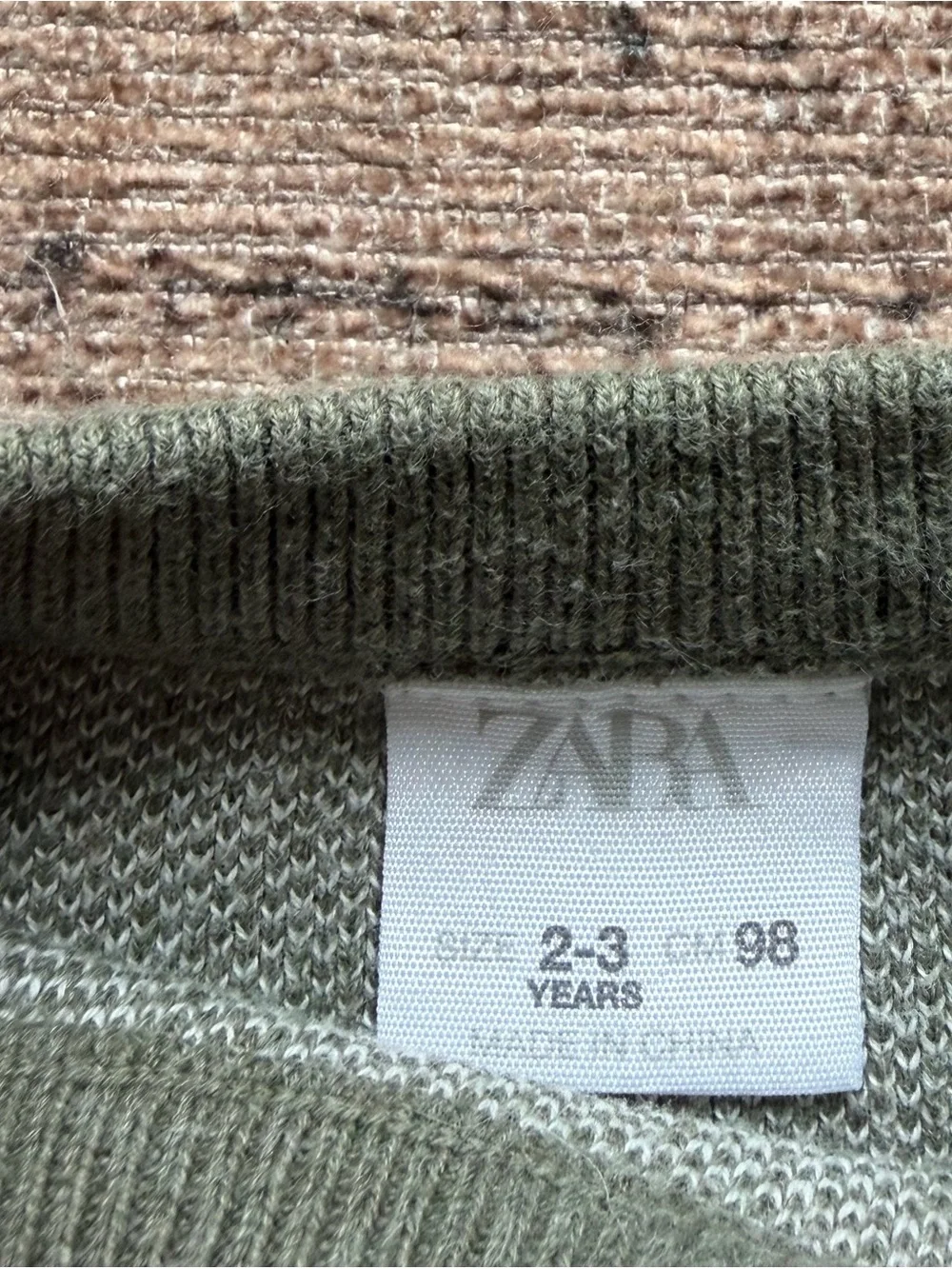 Zara Kids Knit Crewneck Sweater with Elbow Patches in Light Green - 2-3T